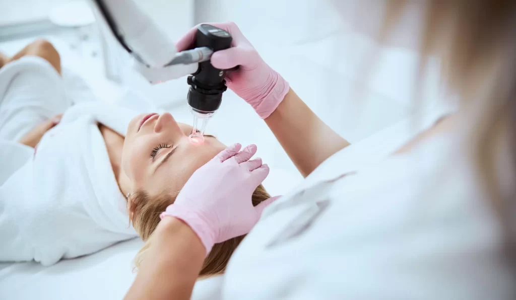 woman receiving laser skin resurfacing in Richmond VA