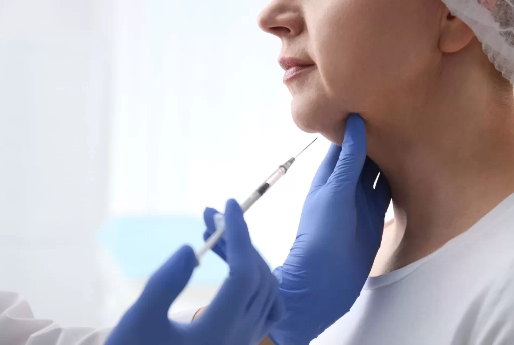patient receiving submental liposuction in Richmond